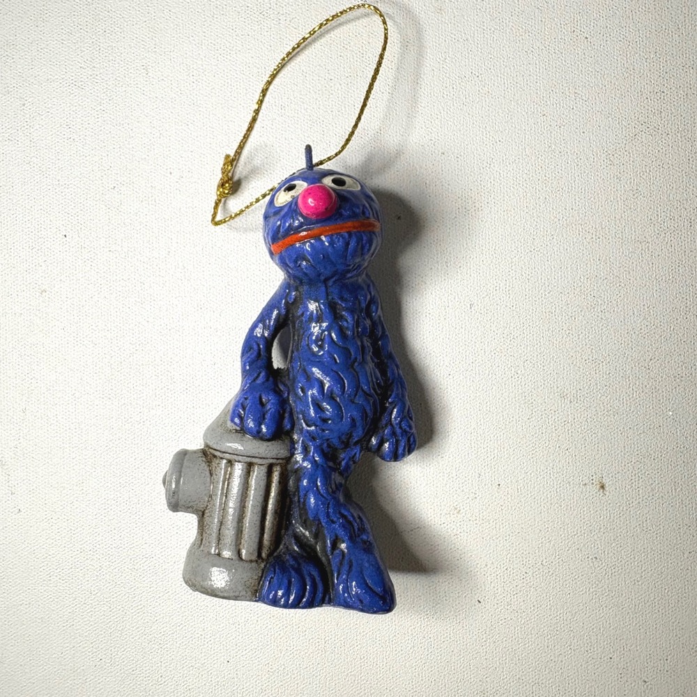 Vintage 1977 Sesame Street Grover Muppets Ornament Fire Hydrant Blue Korea